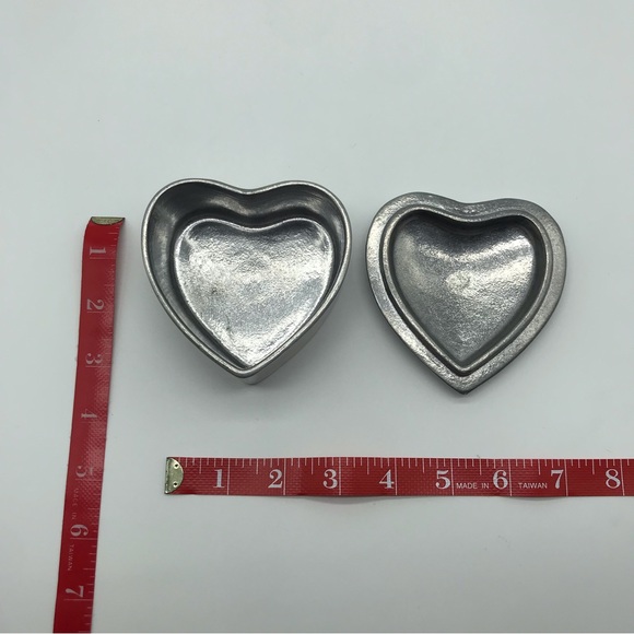Vintage Jewelry Trinket Box Pewtarex York Silver Pewter Heart Shaped Keepsake - Picture 13 of 14
